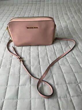 Michael Kors Blush Pink Saffiano Crossbody Bag with Gold Hardware